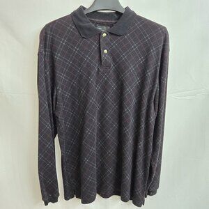 Marc Edwards Men's Long Sleeve Polo Shirt Stain Resistant Size Large Black/Red